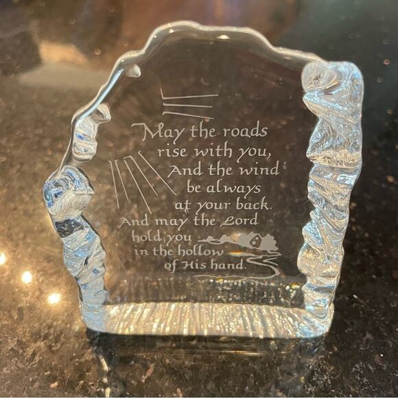 Hallmark Etched Decor Inspirational Prayer Quote Austrian Crystal Glass - Picture 1 of 9